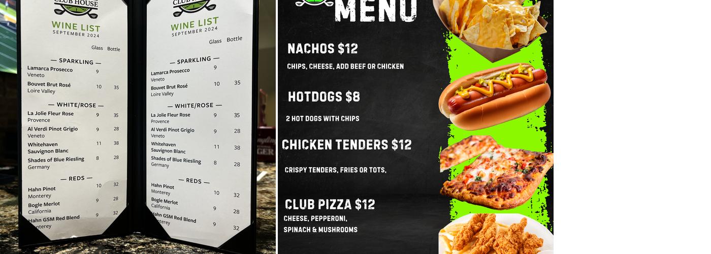 The Club House Menu