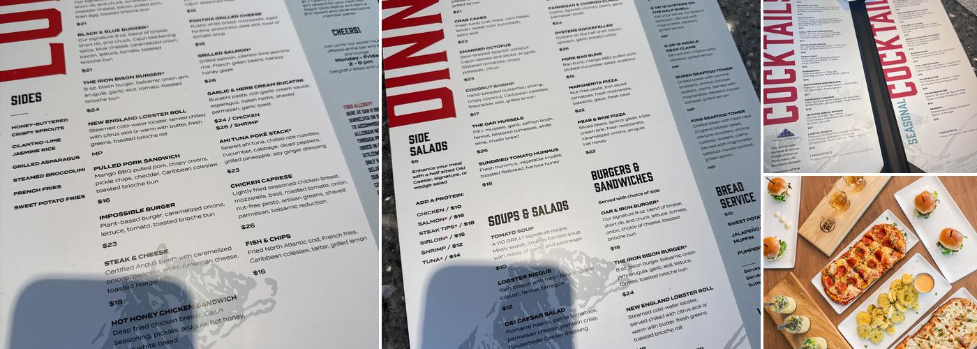 Oar & Iron Parrish Menu