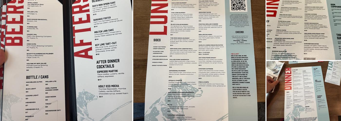 Oar & Iron Ft. Myers Menu