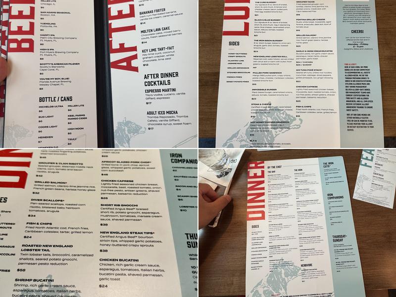 Oar & Iron Ft. Myers Menu