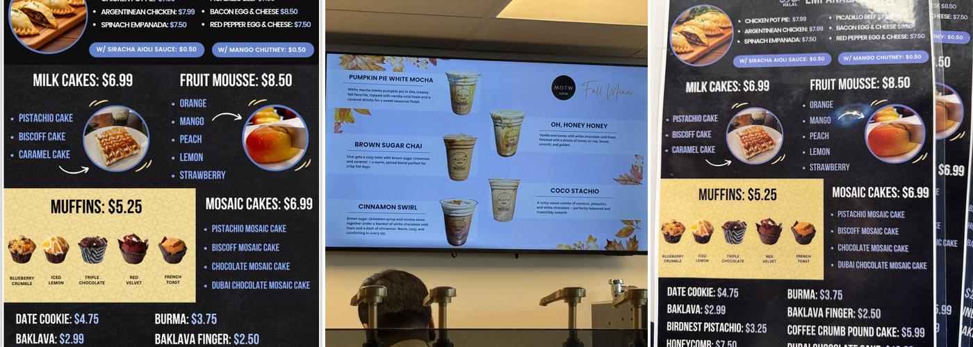 MOTW Coffee and Pastries Menu