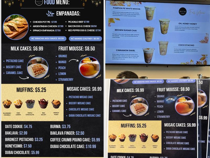 MOTW Coffee and Pastries Menu