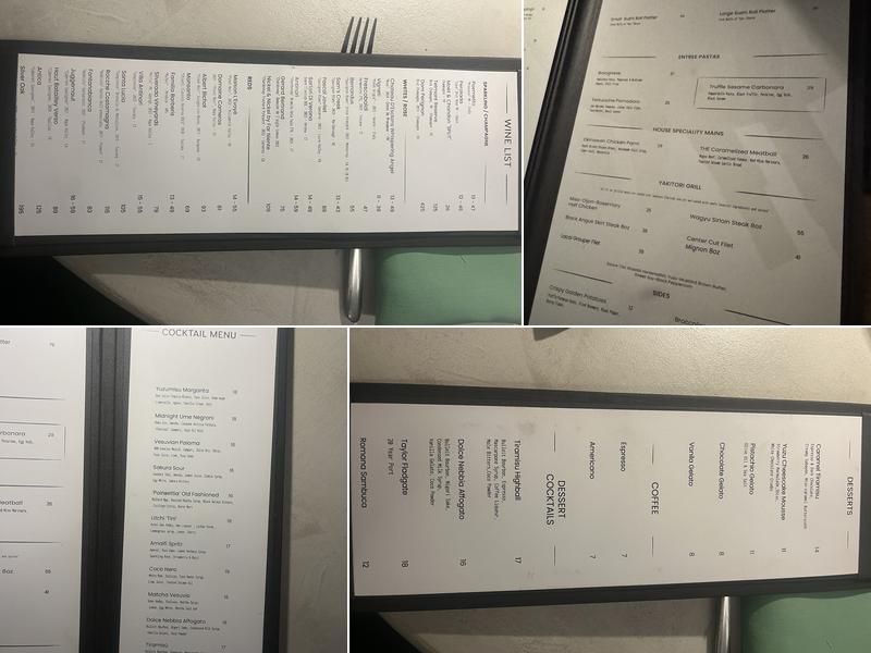 Oise Ristorante Menu