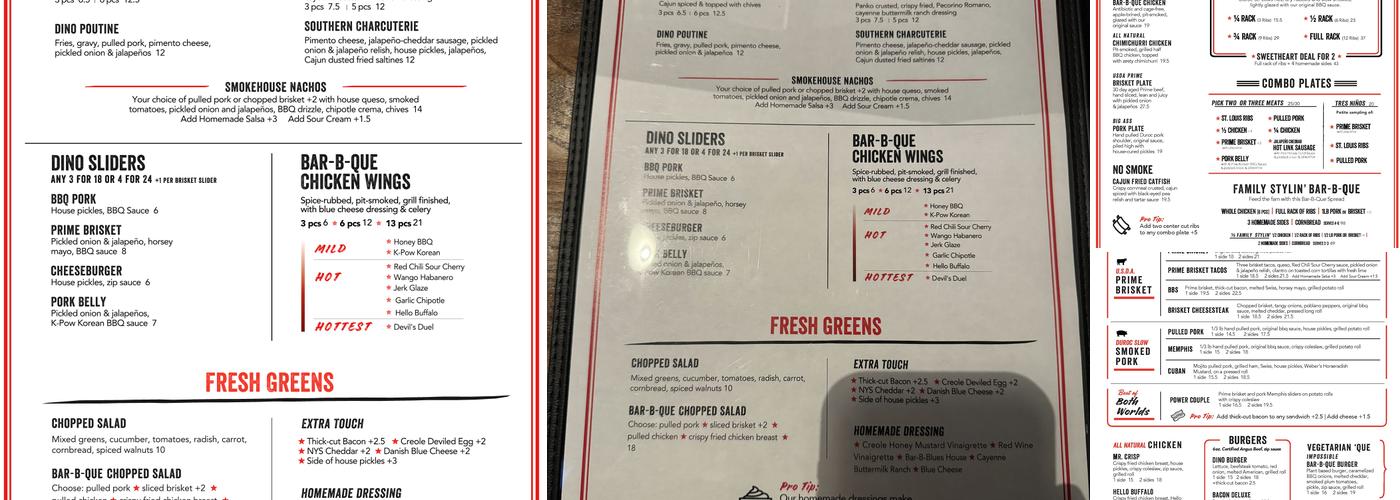 Dinosaur Bar-B-Que Menu