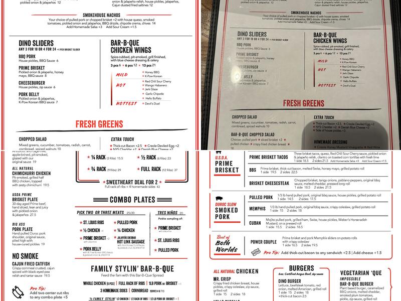 Dinosaur Bar-B-Que Menu