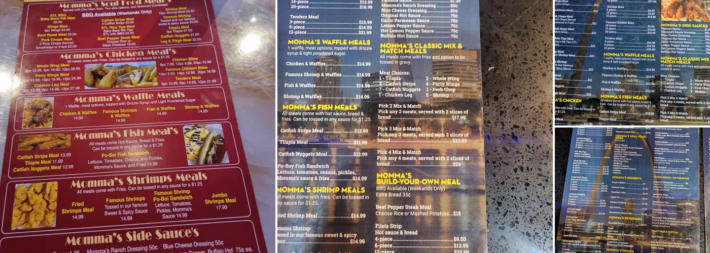 Momma’s Soul Fish & Chicken Menu