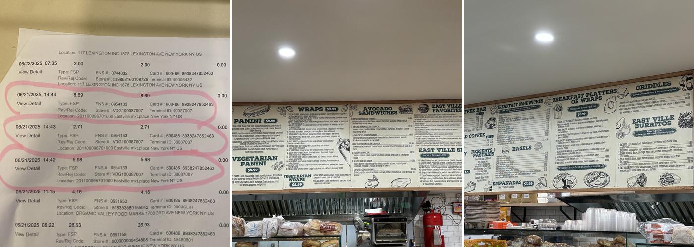 Eastville marketplace Menu