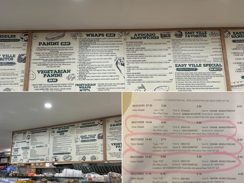 Eastville marketplace Menu