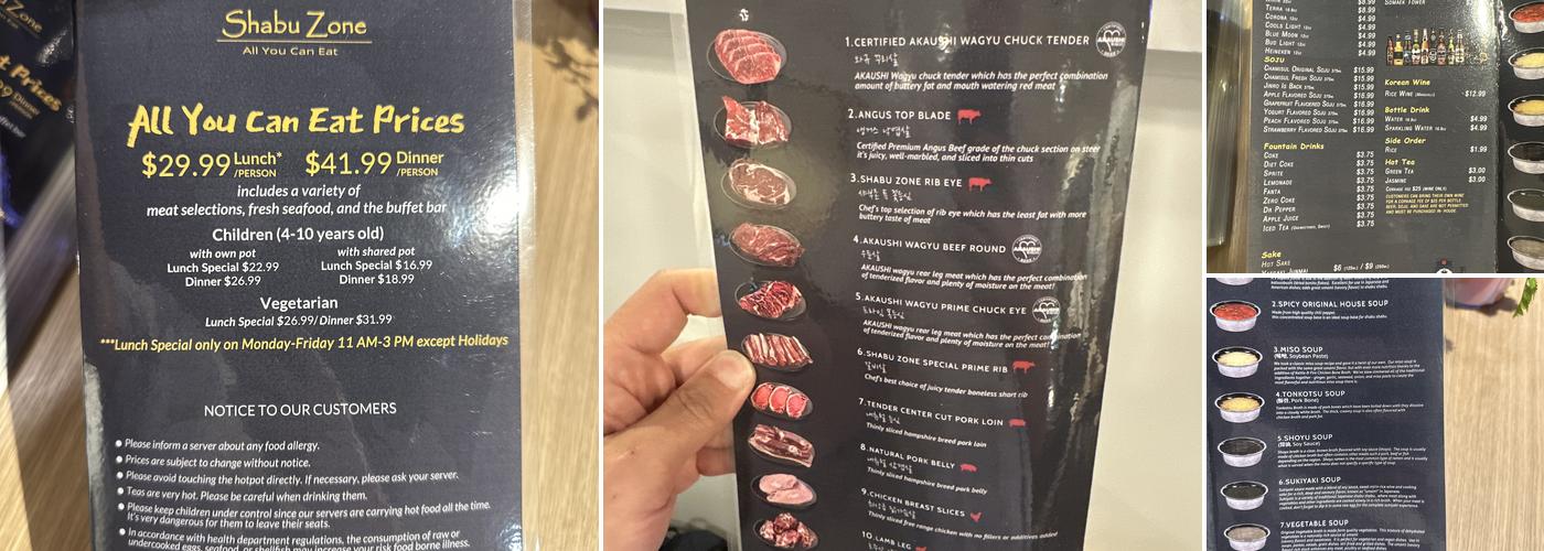 Shabu Zone Federal Way Menu