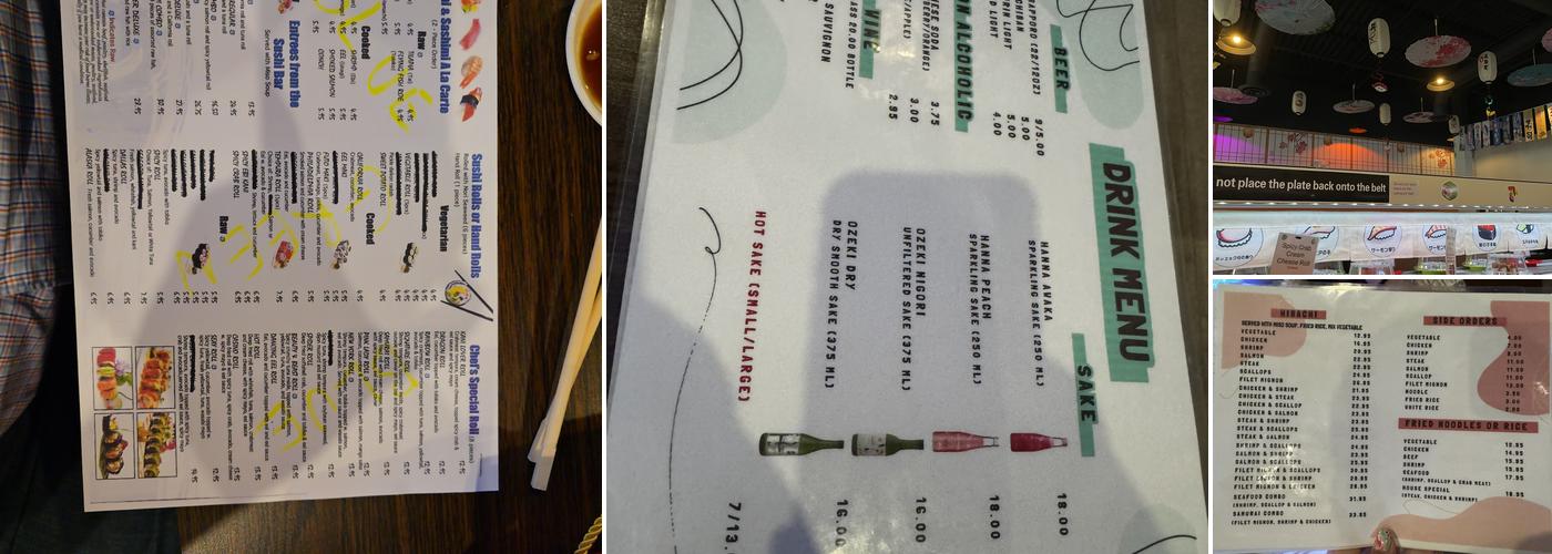 Samurai Revolving Sushi Bar and Steakhouse Menu