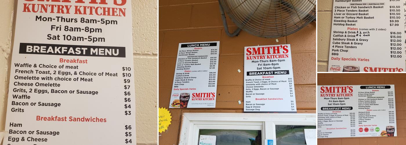 Smith's Kuntry Kitchen Menu