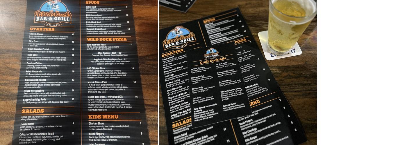 Wild Duck Bar & Grill Menu