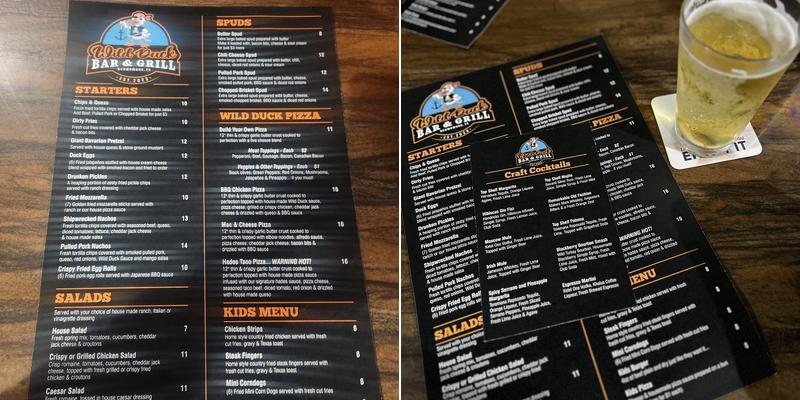 Wild Duck Bar & Grill Menu