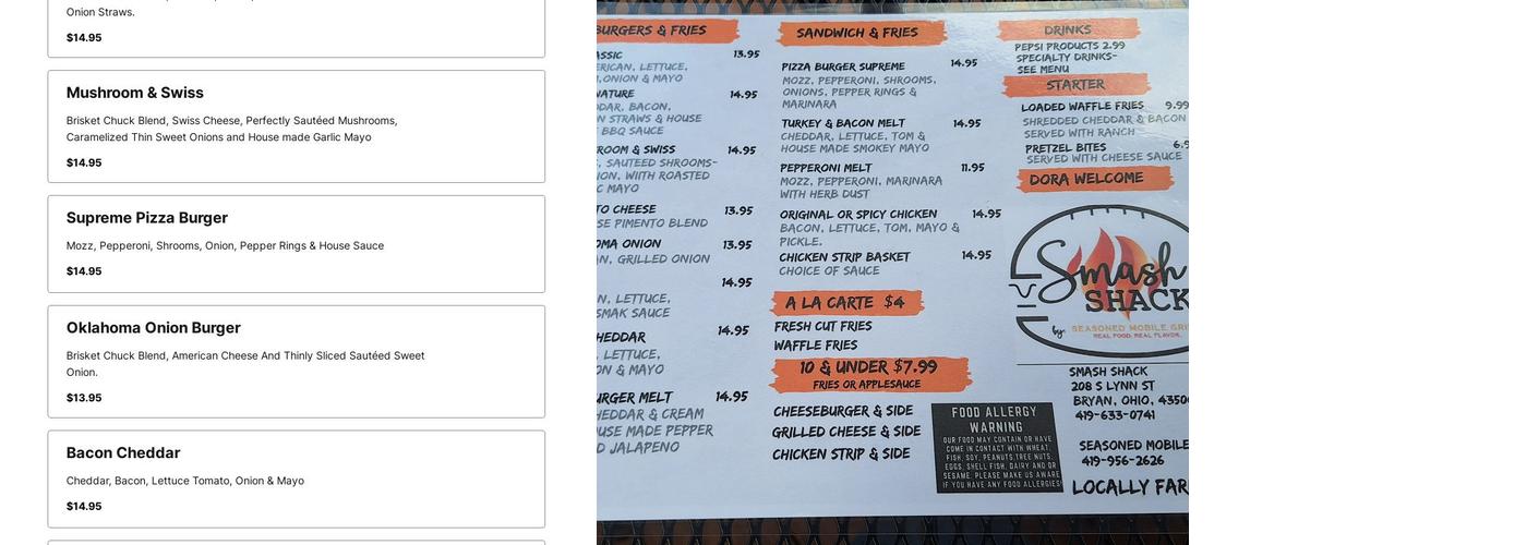 The Smash Shack By Seasoned Mobile Grill Menu