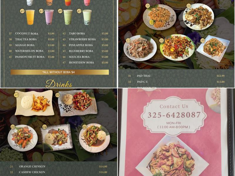 Kinzaap Thai Restaurant LLC Menu