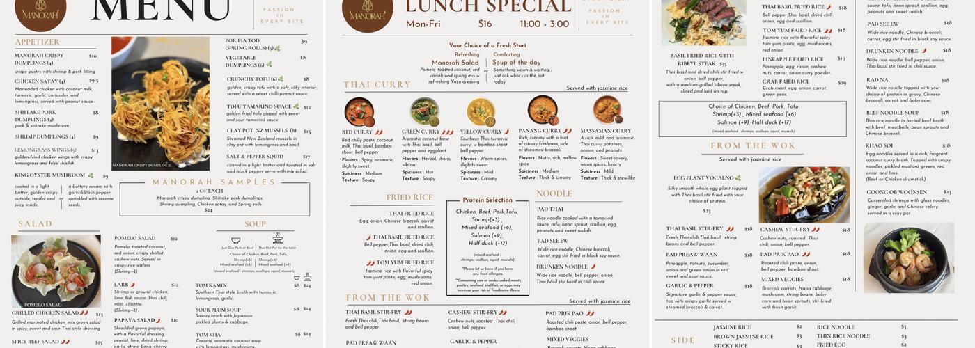 Manorah Menu