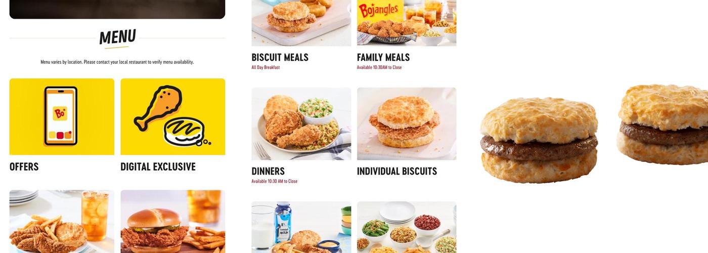 Bojangles Menu