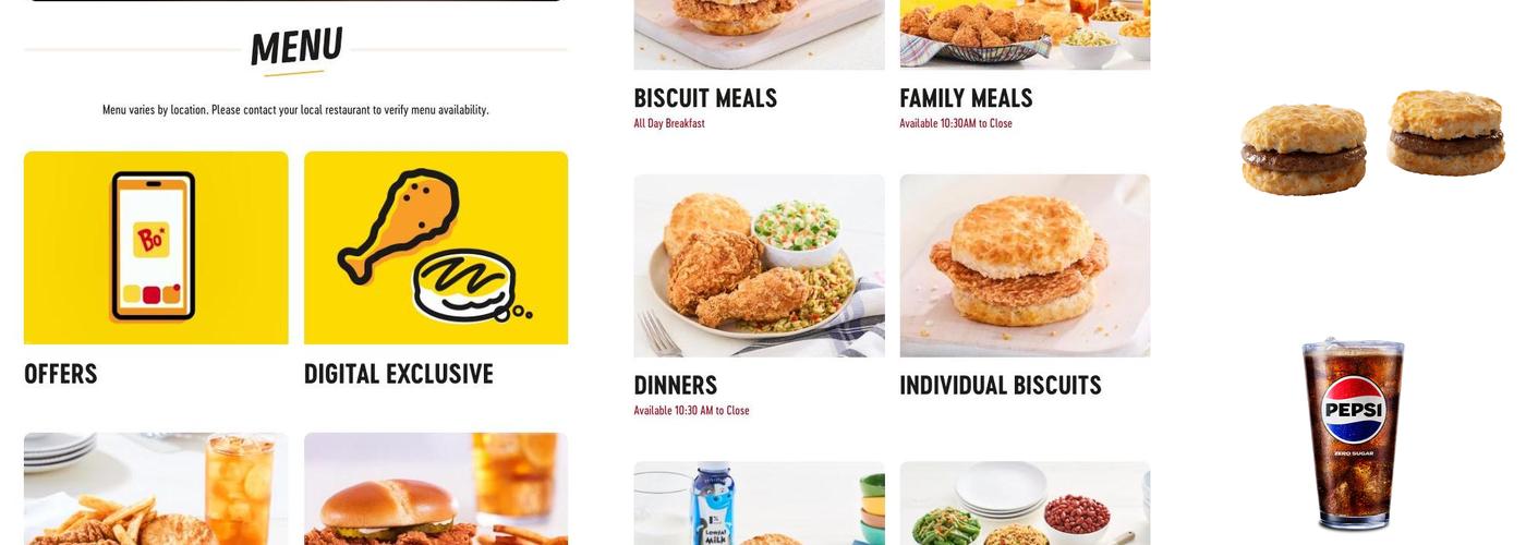 Bojangles Menu