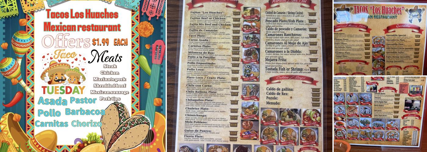 Tacos Los Huaches Mexican restaurant Menu