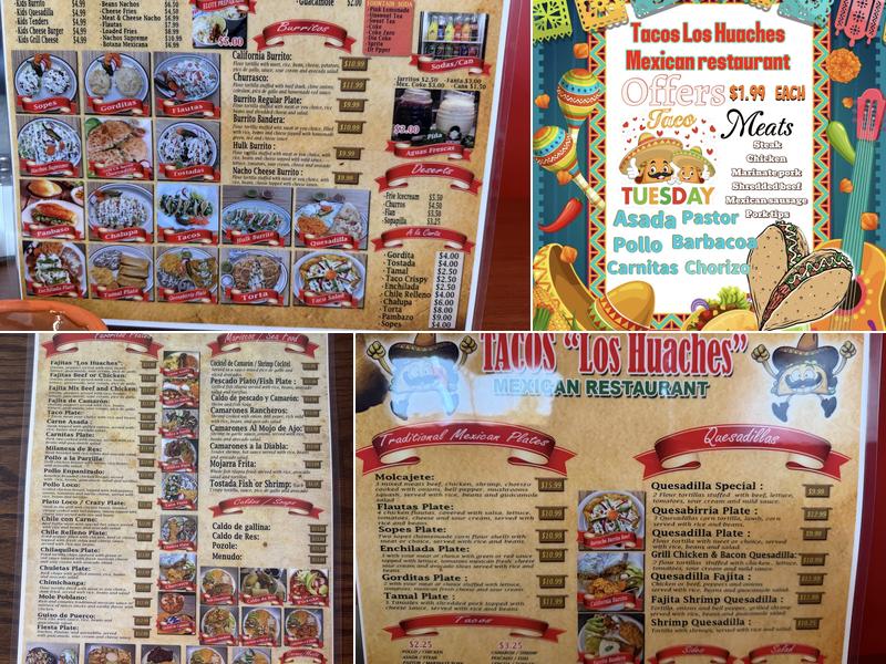 Tacos Los Huaches Mexican restaurant Menu