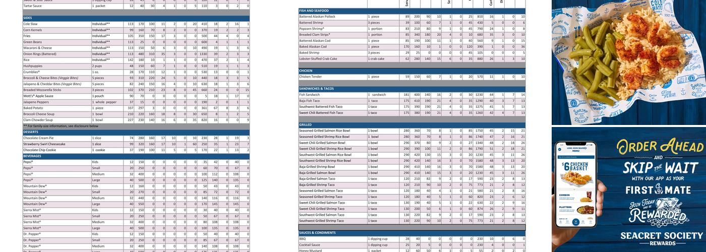 Long John Silver's Menu