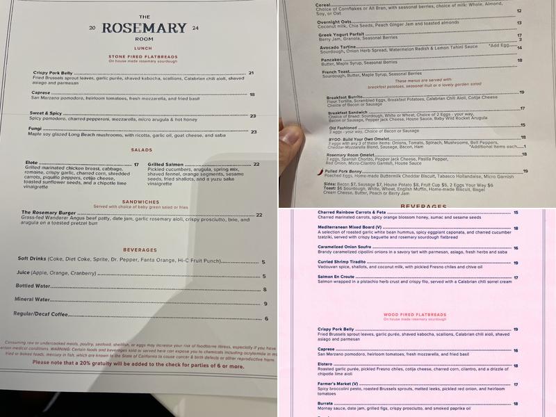 The Rosemary Room Menu