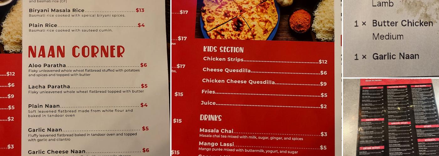 Naan N Curry Indian Restaurant Menu
