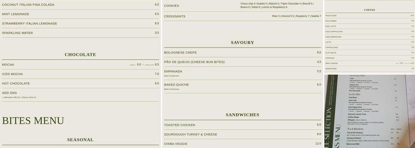 Cafe X Bica Menu
