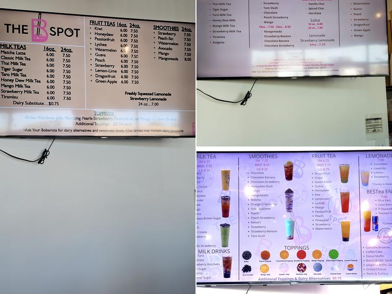 The B Spot Tea Bar Menu