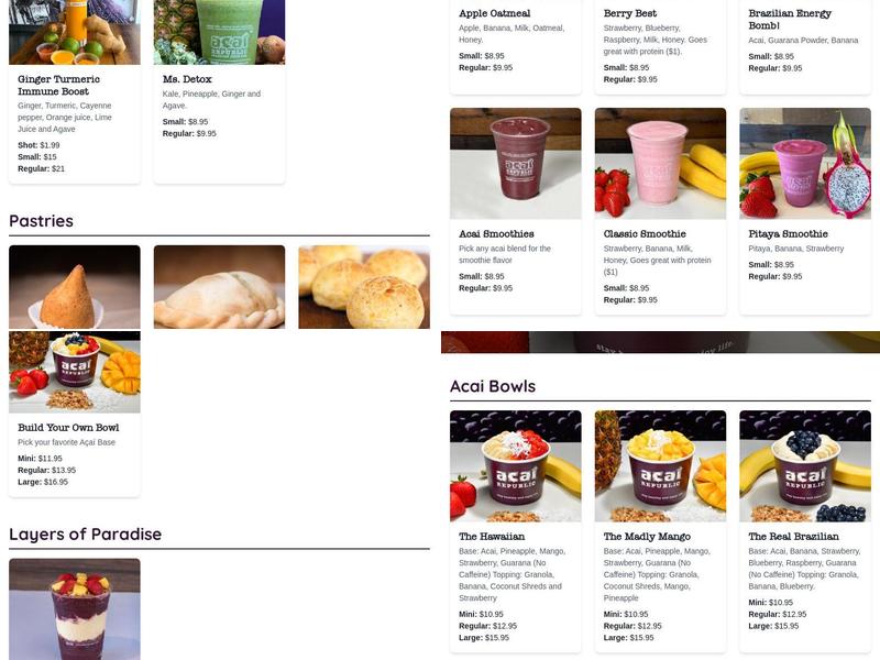 Acai Republic Menu
