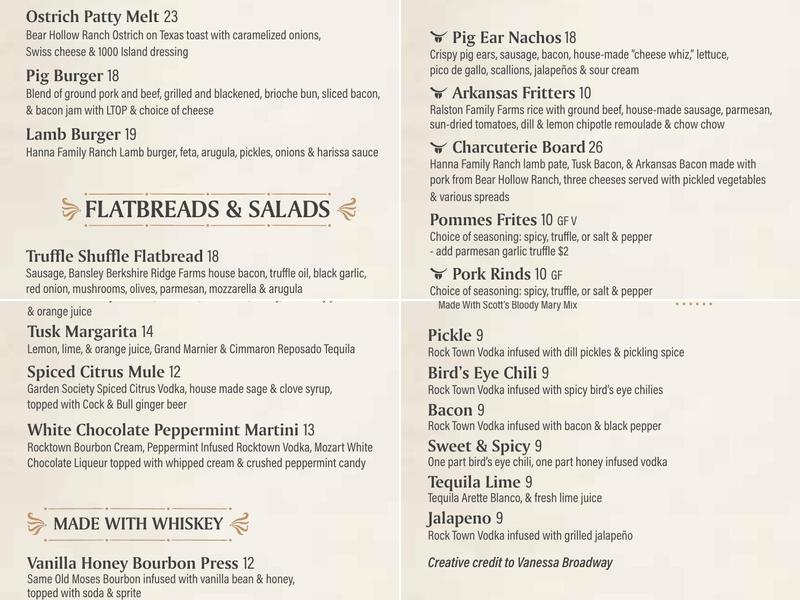 Tusk & Trotter American Brasserie Rogers Menu