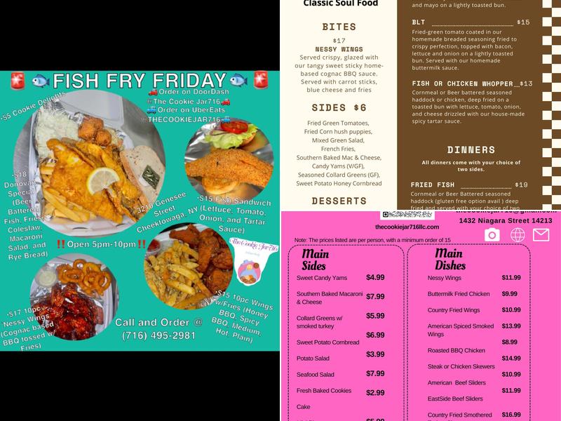 The CookieJar716 LLC Menu