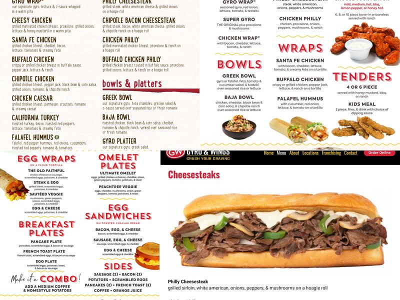 GW Gyros and Wings Menu