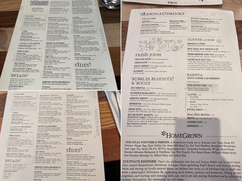 HomeGrown - Bentonville Menu