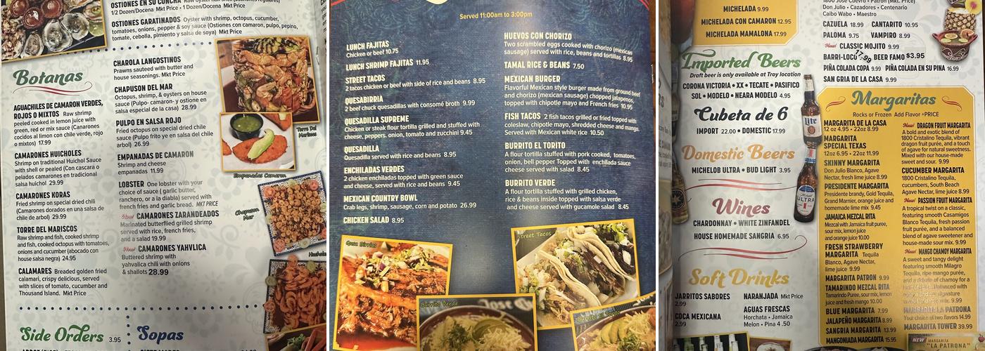 Taqueria y mariscos el Torito Menu