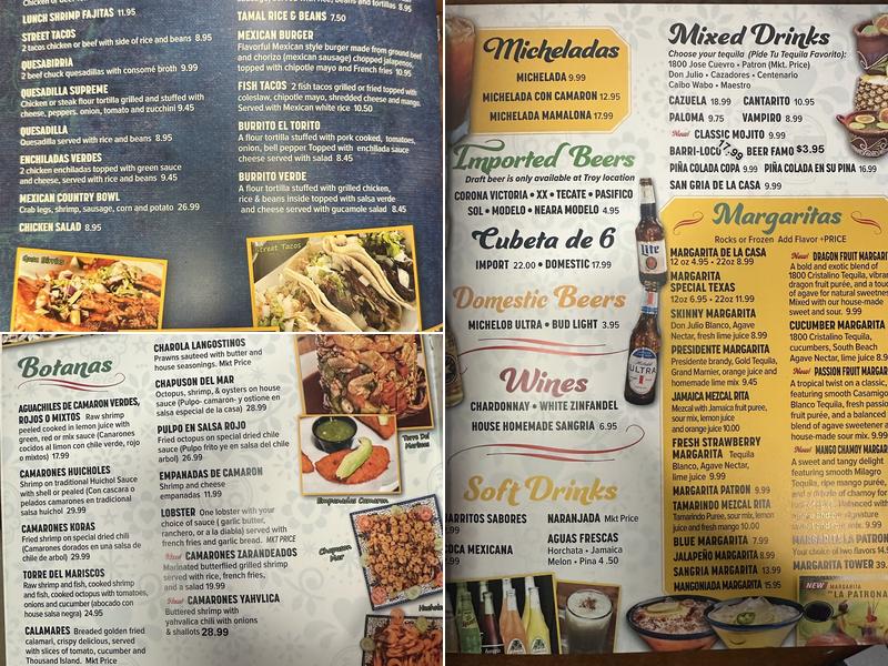 Taqueria y mariscos el Torito Menu