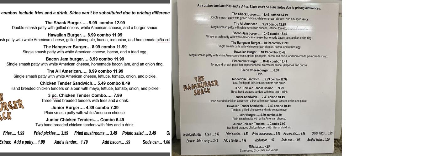 The Hamburger Shack LLC Menu