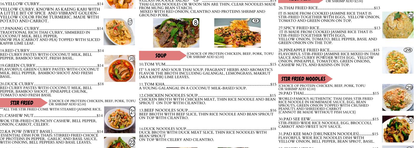 Charm Thai Cuisine Menu