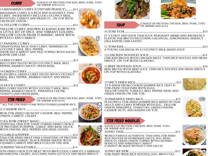 Charm Thai Cuisine Menu