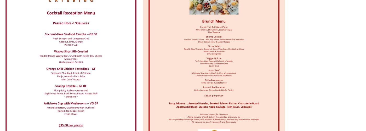 Cheat A Little Catering Menu