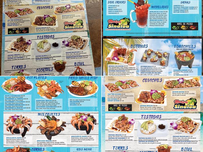 Mariscos Sinaloa Burleson Menu