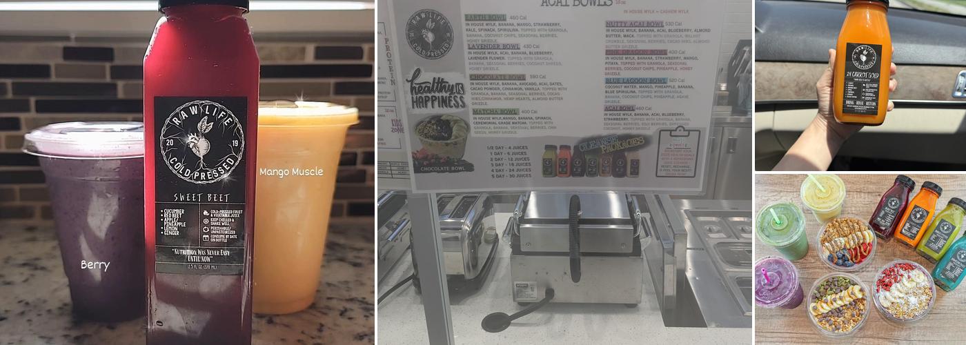 Rawlife Cold Pressed Menu