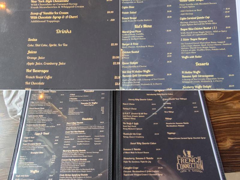 The French Connection Café & Lounge Menu