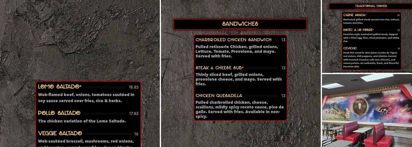 Papi's Pollo - Peruvian Chicken Menu