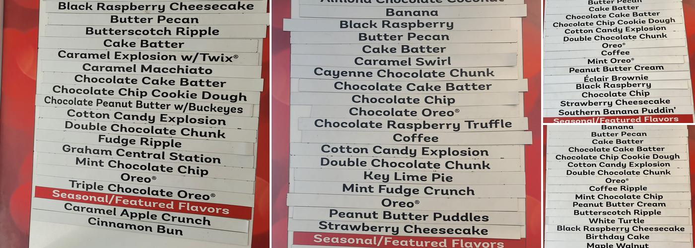Bruster's Real Ice Cream Menu