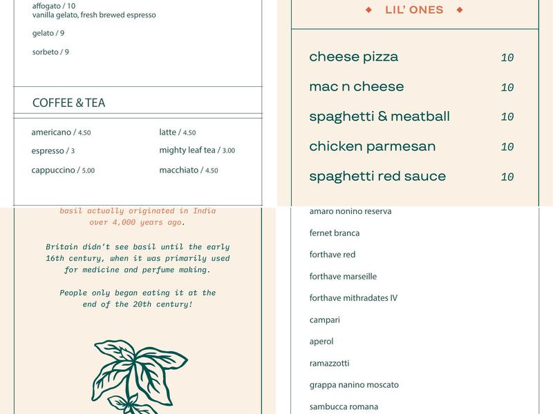 Casadoro Ristorante & Bar Menu