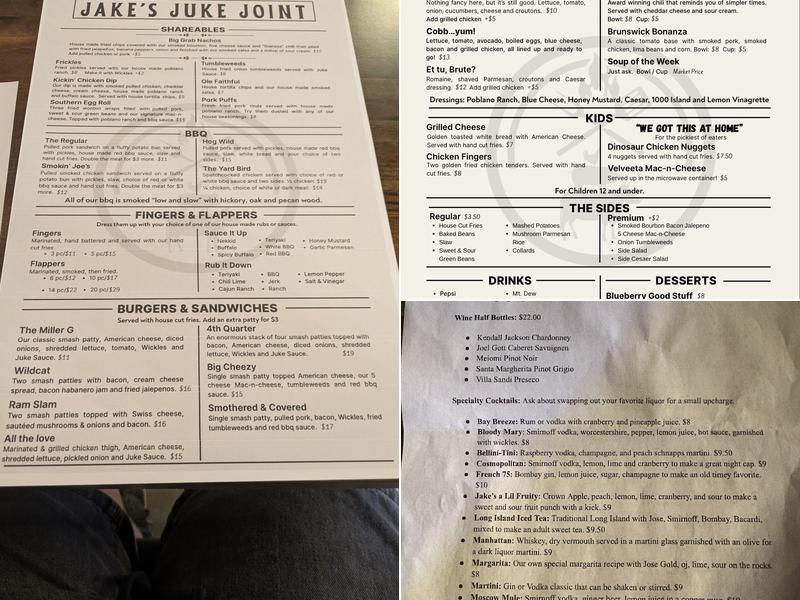 Jake's Juke Joint Menu