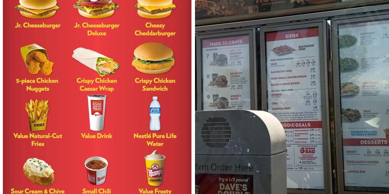 Wendy's Menu