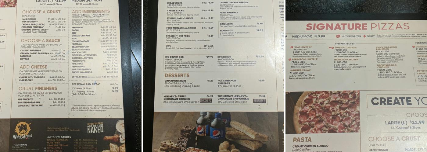 Pizza Hut Menu