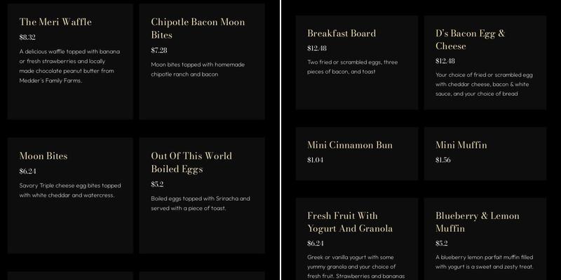 Meri Moon Menu